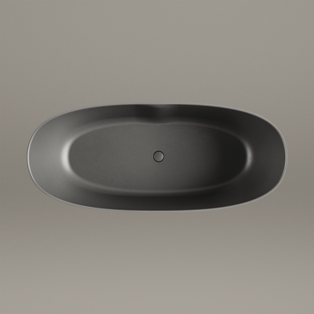 PAA Silkstone material free standing bath Perla 175 in Graphite color top view product sample
